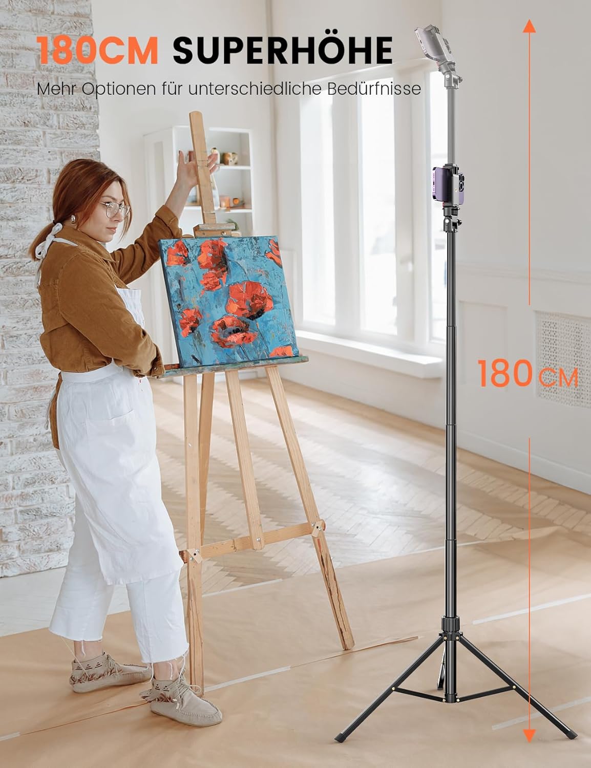 Detalle 2 de 180 cm Handy Stativ aus Aluminium für Smartphone