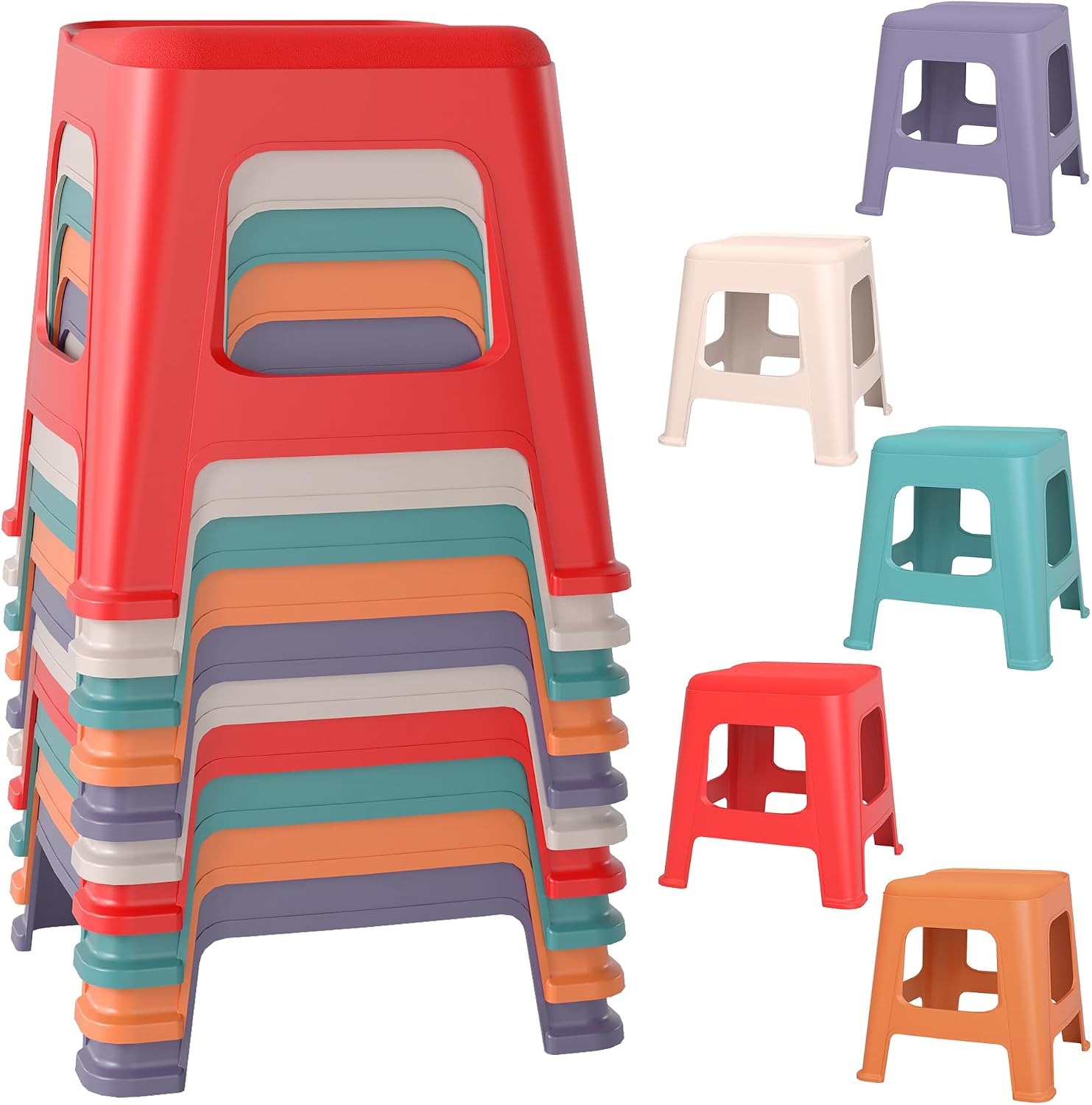 Detalle de Pipleo Stackable Classroom Stools, 12.9-Inch Height