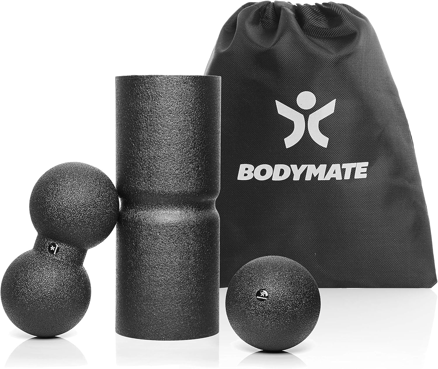 Detalle 2 de BODYMATE Set fascias Care : rouleau rainuré + balle 12 cm + balle duo 12 x 24 cm (noir) avec e-book