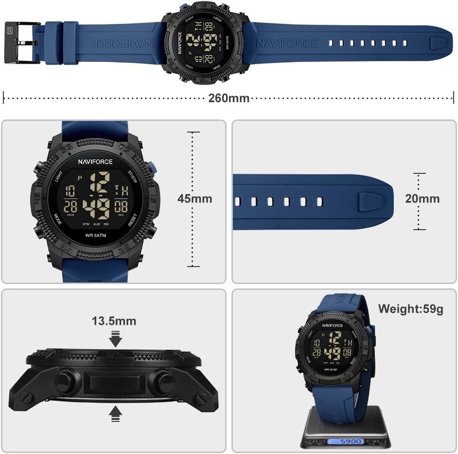 Detalle de Naviforce Orologio Digitale Sportivo Impermeabile da Uomo/Donna con Cronometro e Allarme