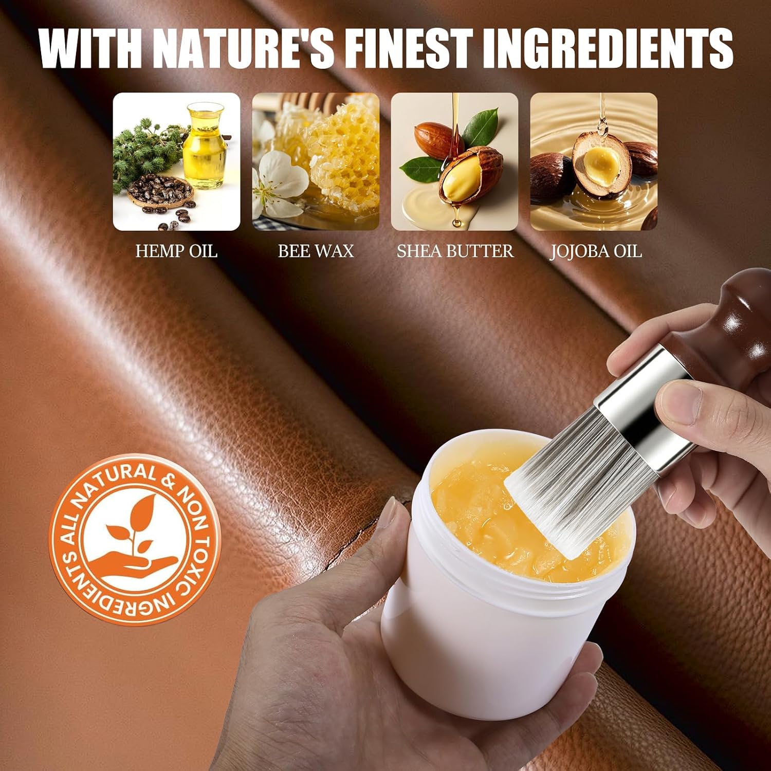Detalle 2 de LUXGROVE Leather & Furniture Repair Salve & Brush Set — Leather Cleaner & Conditioner (8 oz)