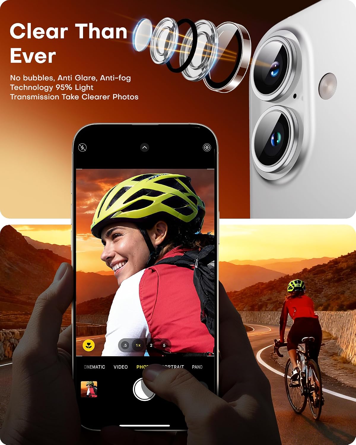 Detalle de TOCOL 2 Sets Kameraschutz für iPhone 17 – Ultra HD, 9H, Einfache Montage, Transparent