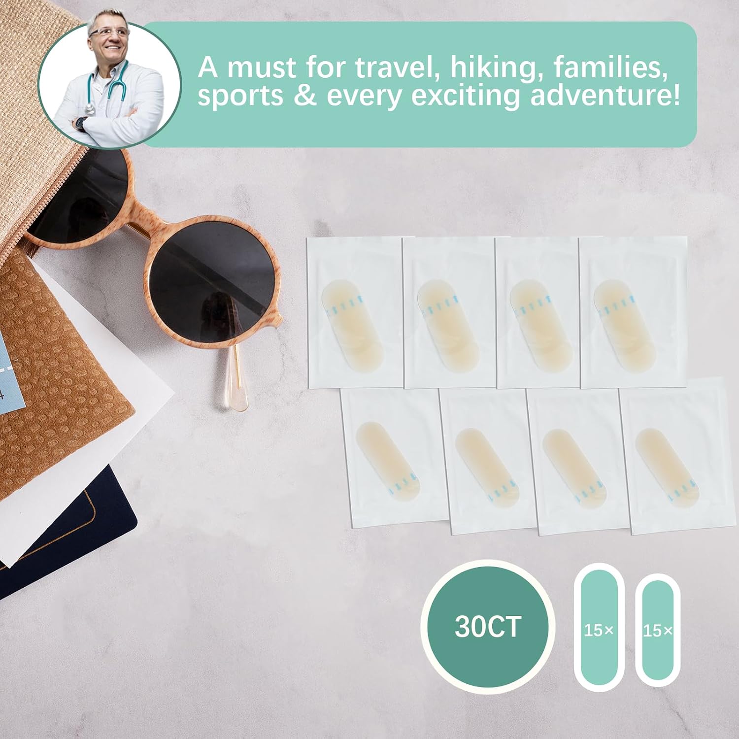 Detalle de Welnove 30 Pieces Blister Plasters for Feet — Invisible Hydrocolloid Gel Bandages