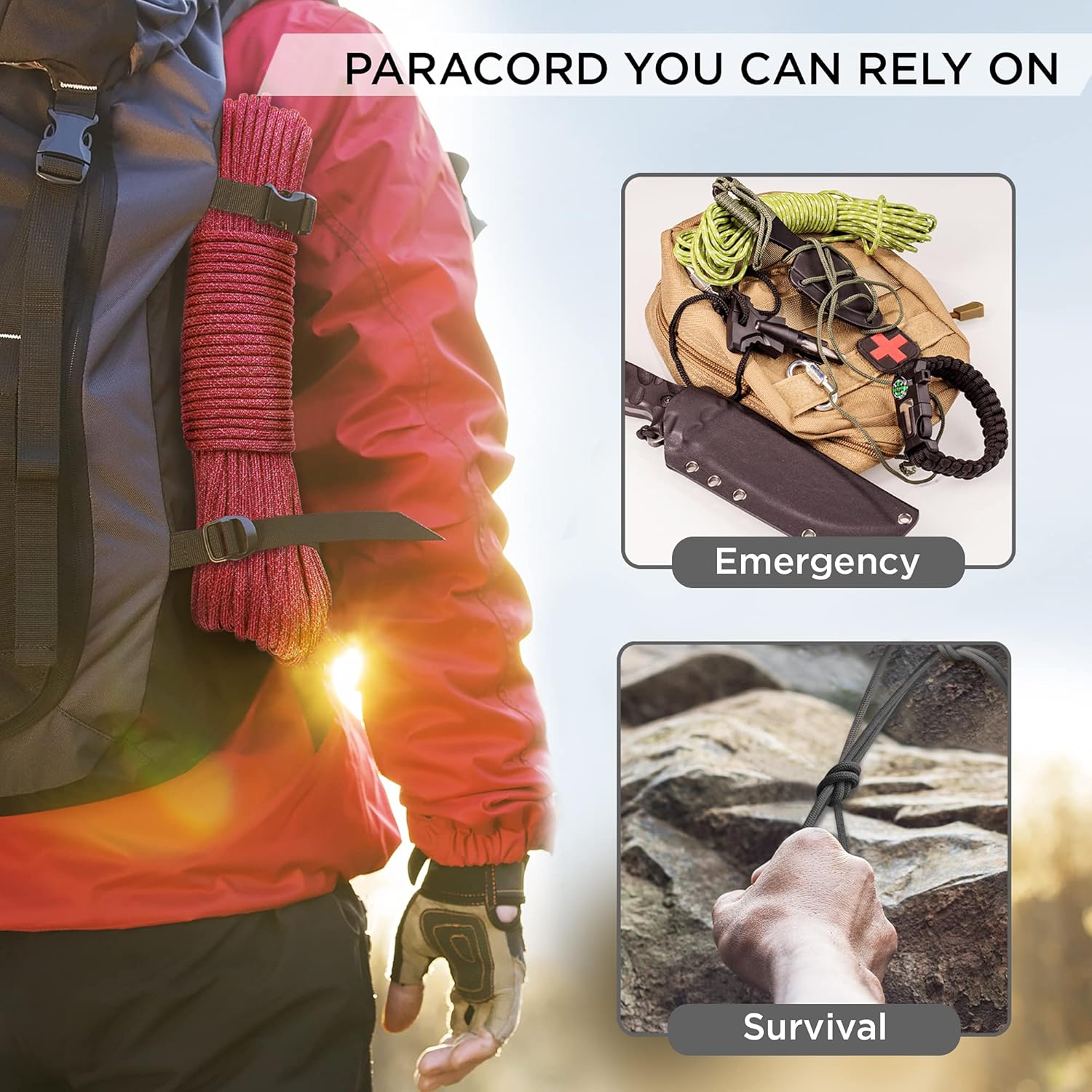 Thumbnail 6 de TECEUM Paracord 750lb Schwarz – 30 m, 4 mm, MIL-SPEC Paracord Type IV (Nylon)