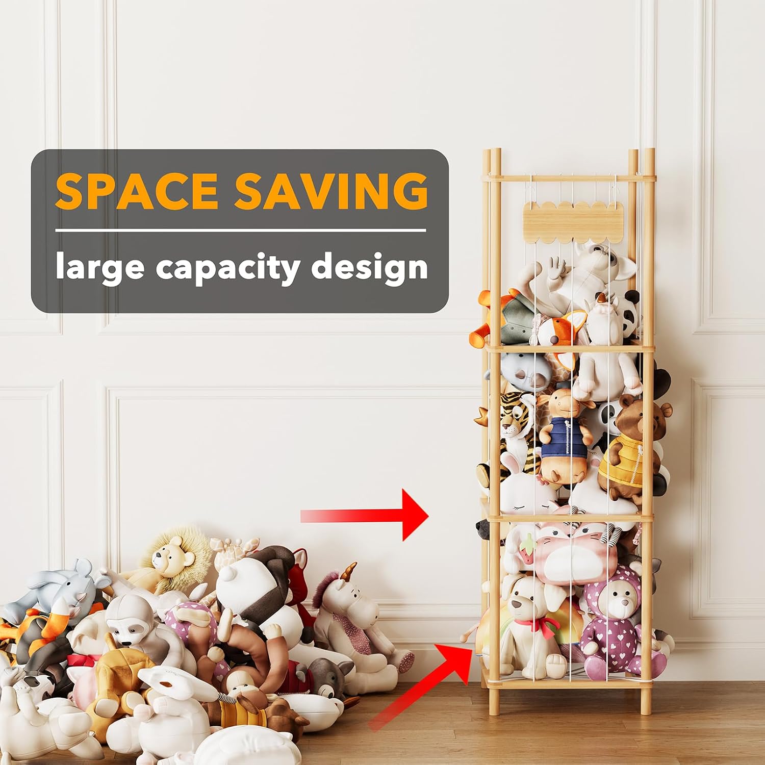 Thumbnail 2 de SpaceAid Soft Toy Storage Wooden Cuddly Toy Zoo Organiser (40 cm wide, natural)