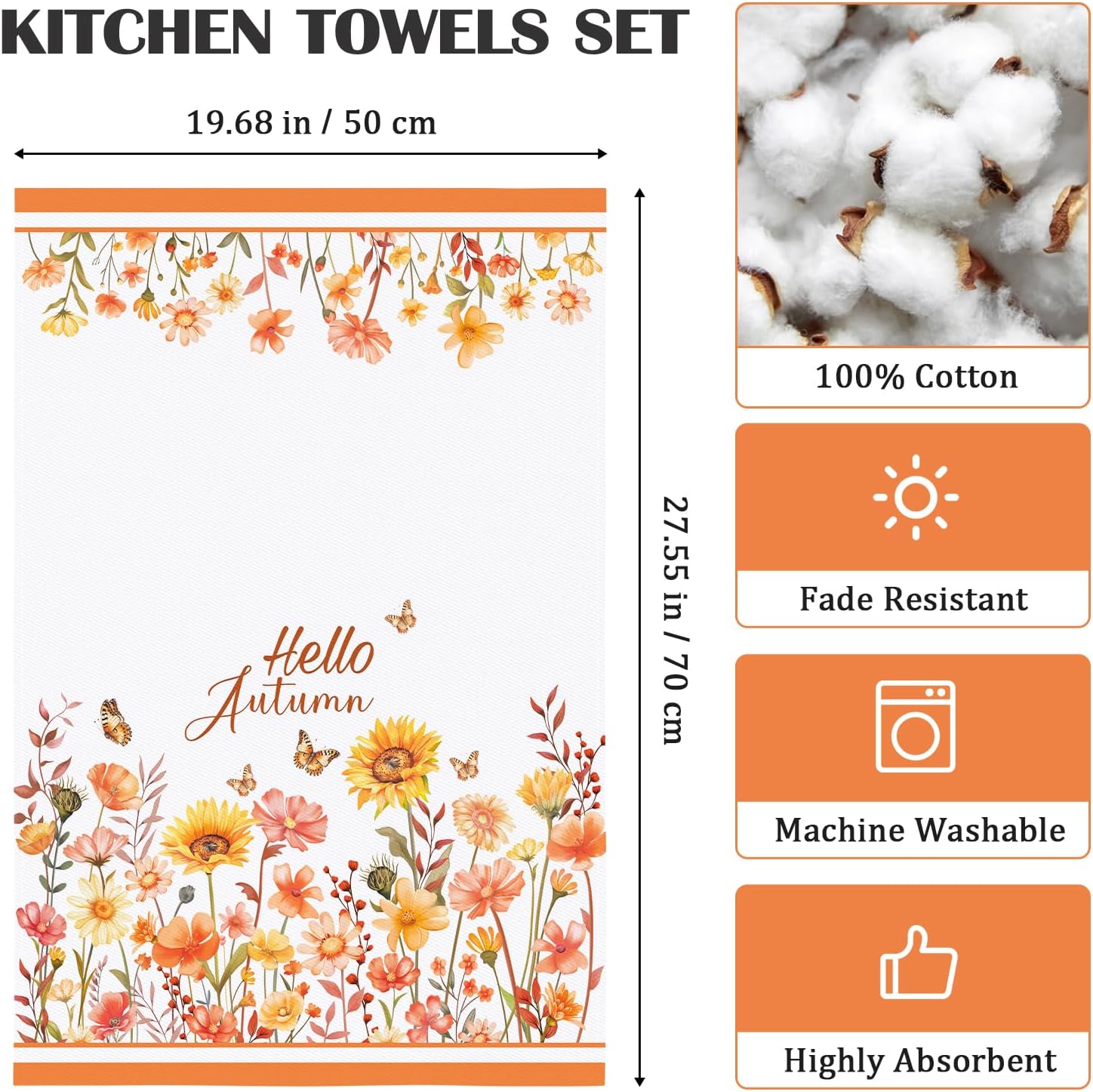 Thumbnail 4 de Arquiel 4er Set Geschirrtücher Herbst – 100% Baumwolle, 48 x 70 cm