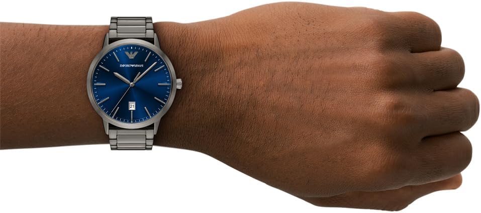 Detalle de Emporio Armani Herrenuhr mit drei Zeigern – Gehäuse 43 mm, Gunmetal Edelstahl