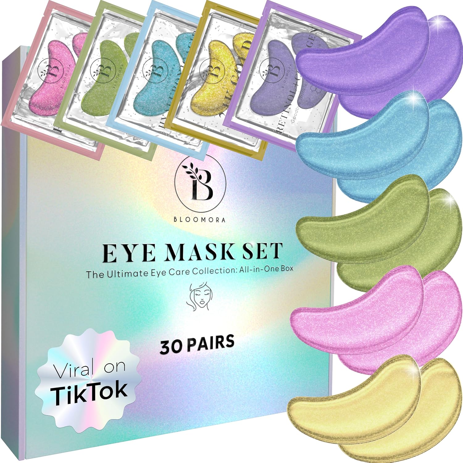 Detalle de BLOOMORA Gemischte Augenpads – 30 Paare mit Niacinamid & Hyaluron