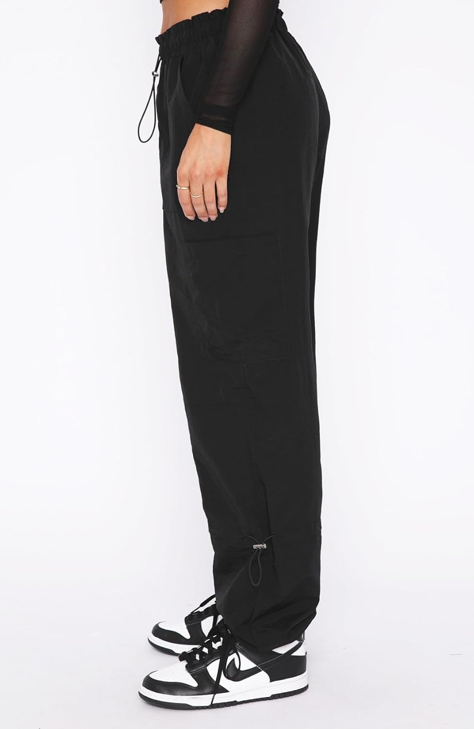 Detalle de DISP...BUSH Baggy Cargo Pants for Women (Parachute-Style, Adjustable Drawstring) — Y2K Festival & Everyday Wear