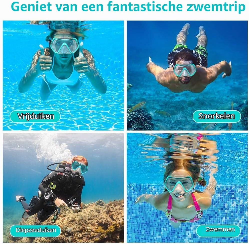 Thumbnail 5 de AOOSA snorkelmasker met gehard glas en 180° panoramisch zicht