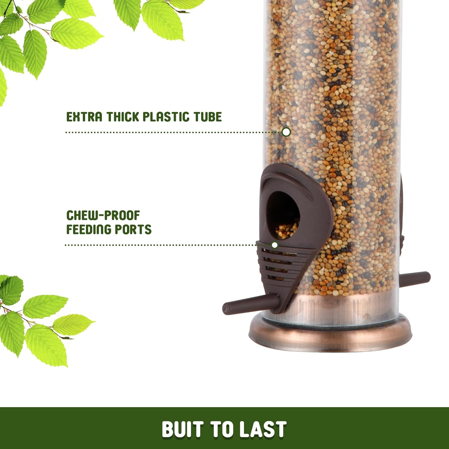 Thumbnail 4 de Urban Deco Copper-Finish Hanging Bird Feeders (2-port metal) – Weatherproof seed feeder, 2 pack