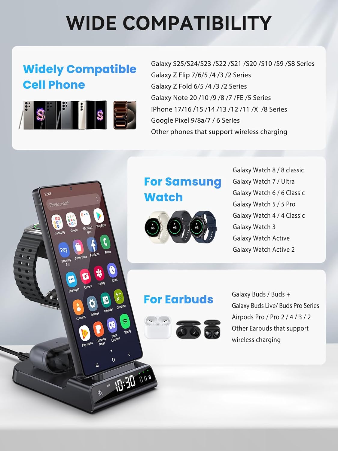 Detalle 1 de Samsung Galaxy S25 Ultra 3-in-1 Wireless Charger