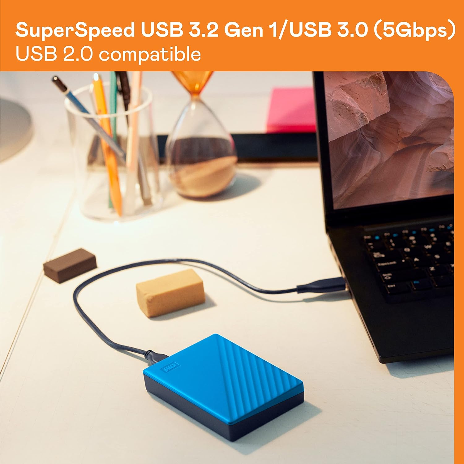 Detalle 2 de WD My Passport WDBPKJ0050BBL-WESN 5TBポータブルHDD USB 3.0・256ビットAES暗号化