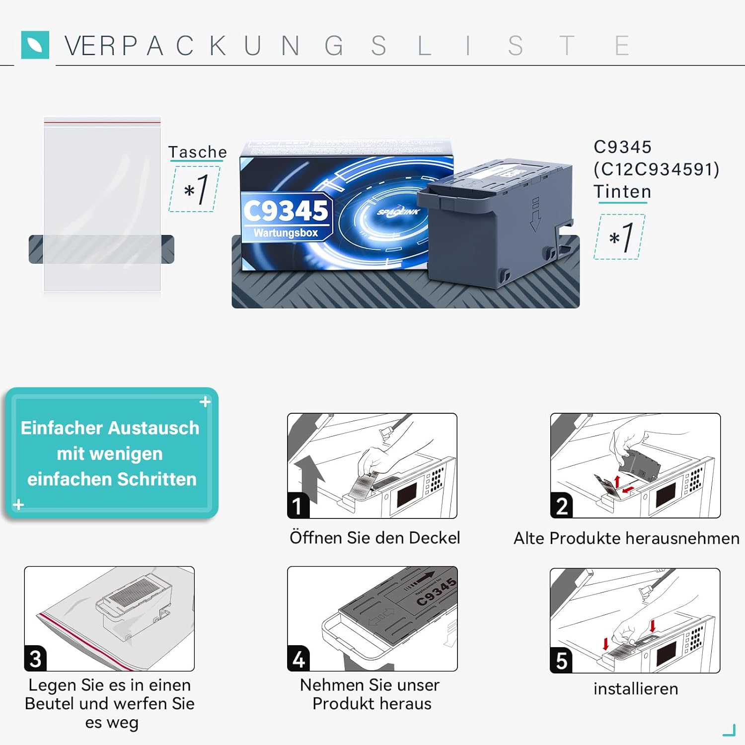 Thumbnail 4 de Spaceink C9345 Wartungsbox für Drucker