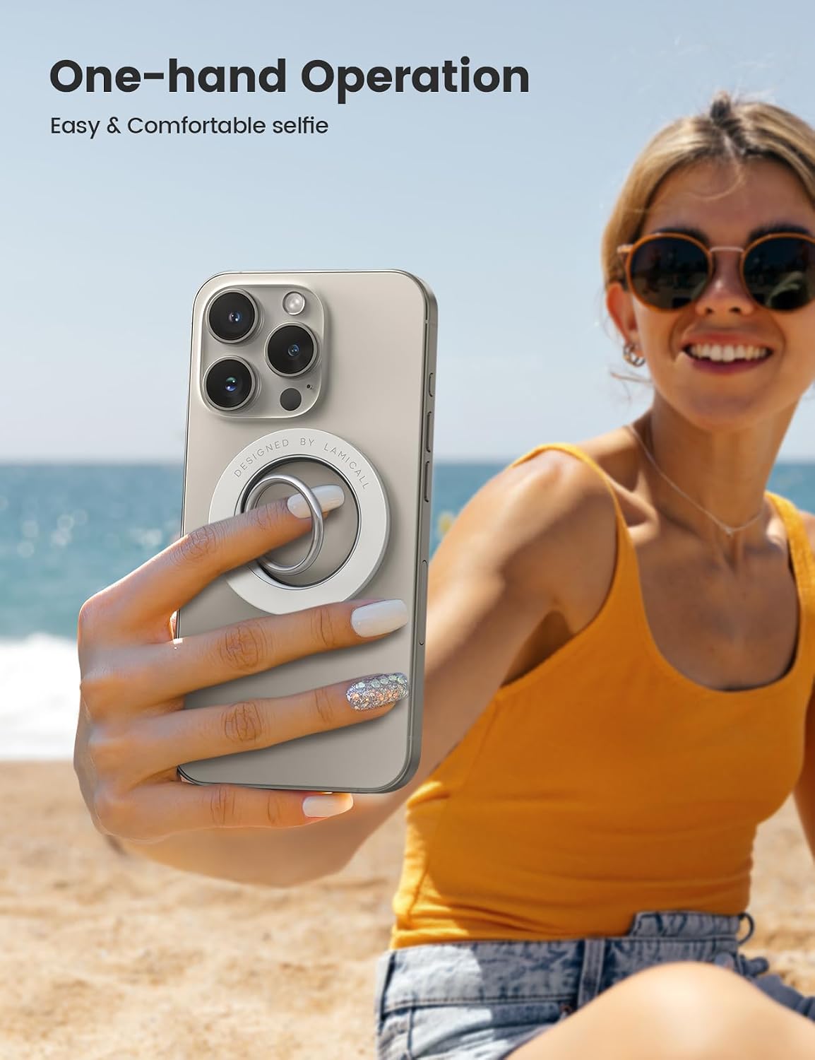 Thumbnail 1 de Magnetic Phone Ring Holder for MagSafe - Lamicall 360 Rotating Phone Grip (Removable & Wireless Charging Friendly) for iPhone 17 to 12 and MagSafe Cases