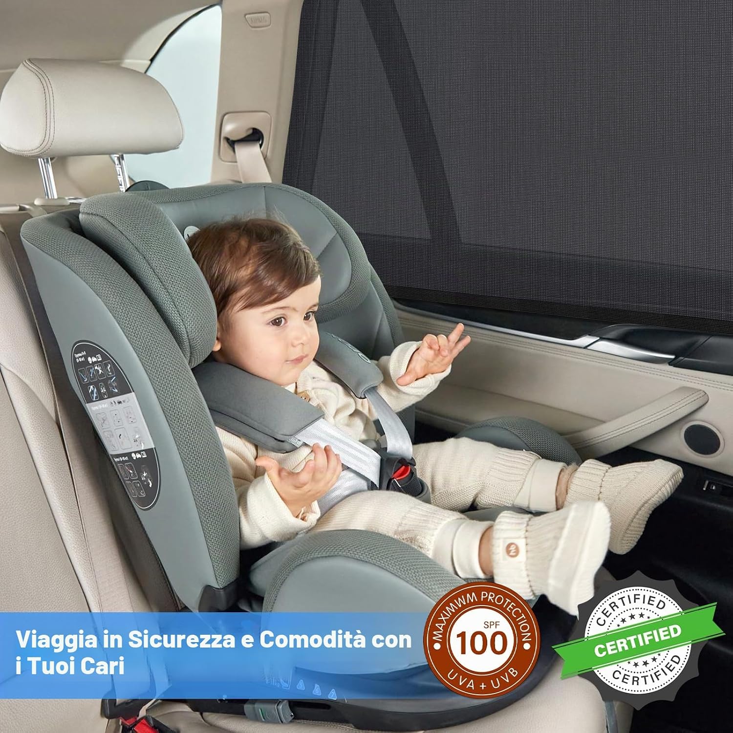 Detalle de Ehomfory Tendine Parasole Auto Bambini, 2 Pezzi: Protezione UV universale e installazione rapida