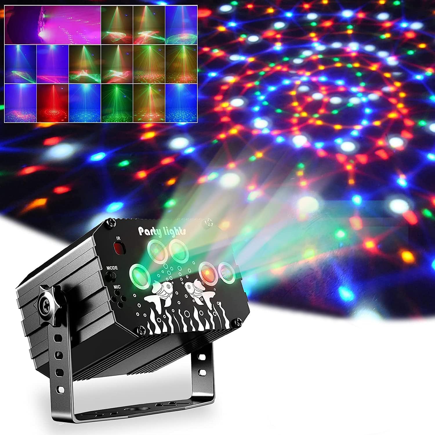 Detalle de Dj Disco Party Light: Sound Activated Strobe for Parties 60 Patterns 🎥