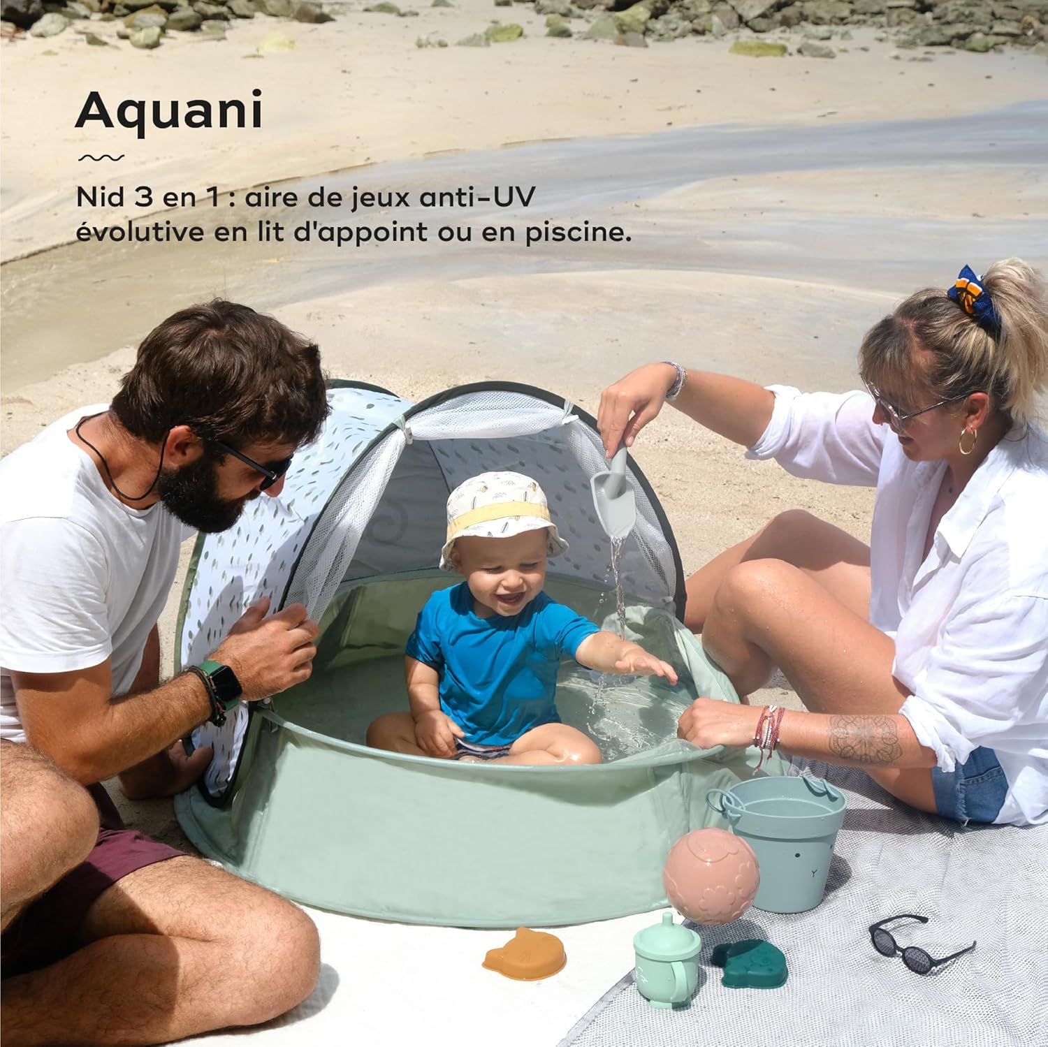 Thumbnail 1 de Babymoov Aquani Provence — aire de jeux 3 en 1 anti-UV FPS 50+ avec moustiquaire et point d’eau