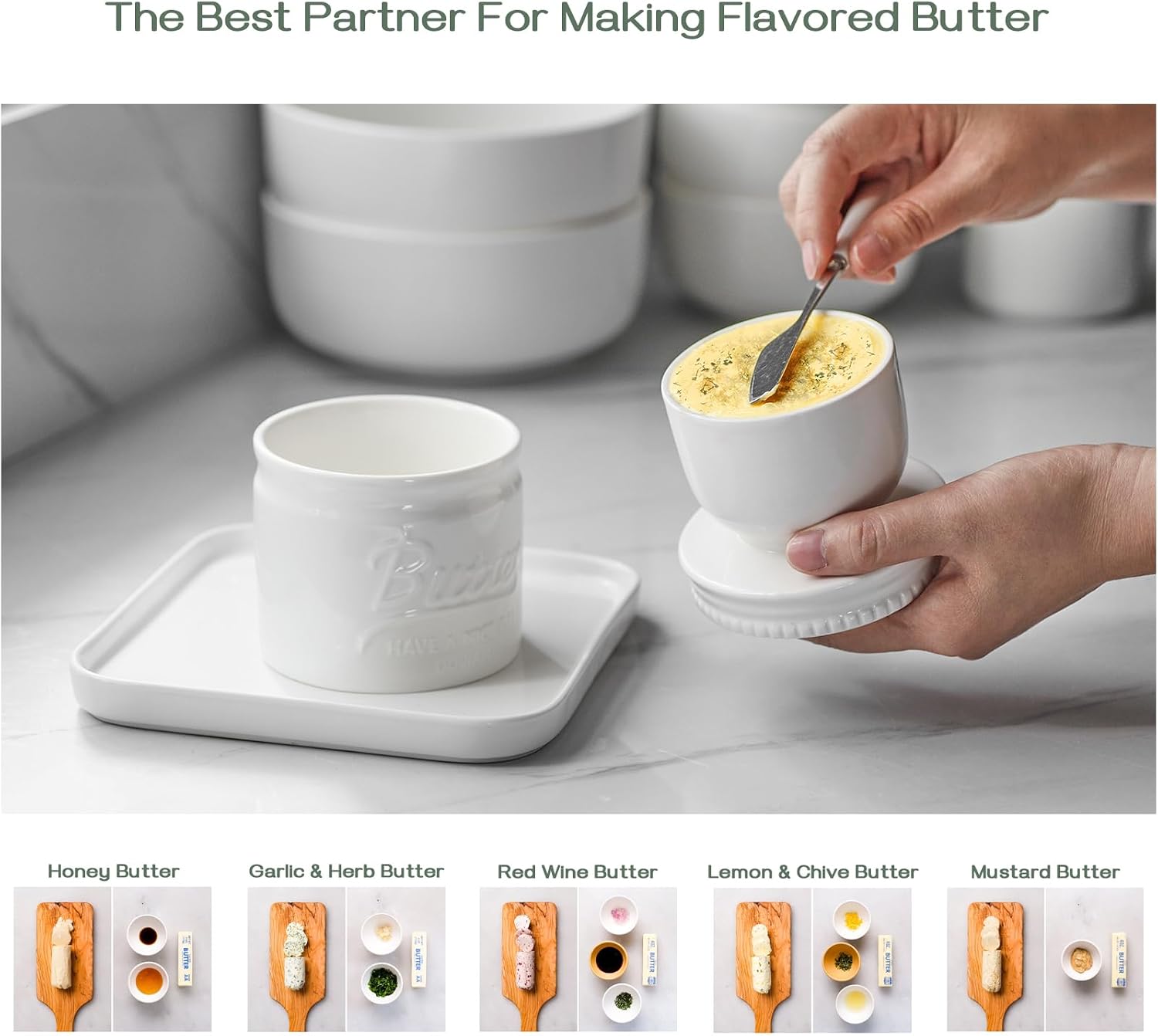 Thumbnail 5 de DOWAN Porzellan Butter Keeper Crock 1 Stück