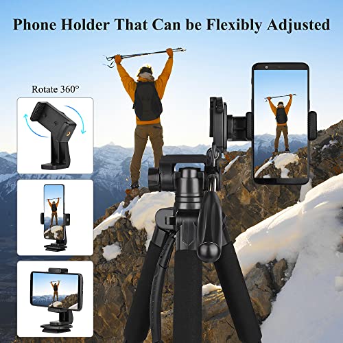 Thumbnail 6 de VICTIV 74” Camera Tripod with Phone Holder: Versatile Tall & Compact Stand