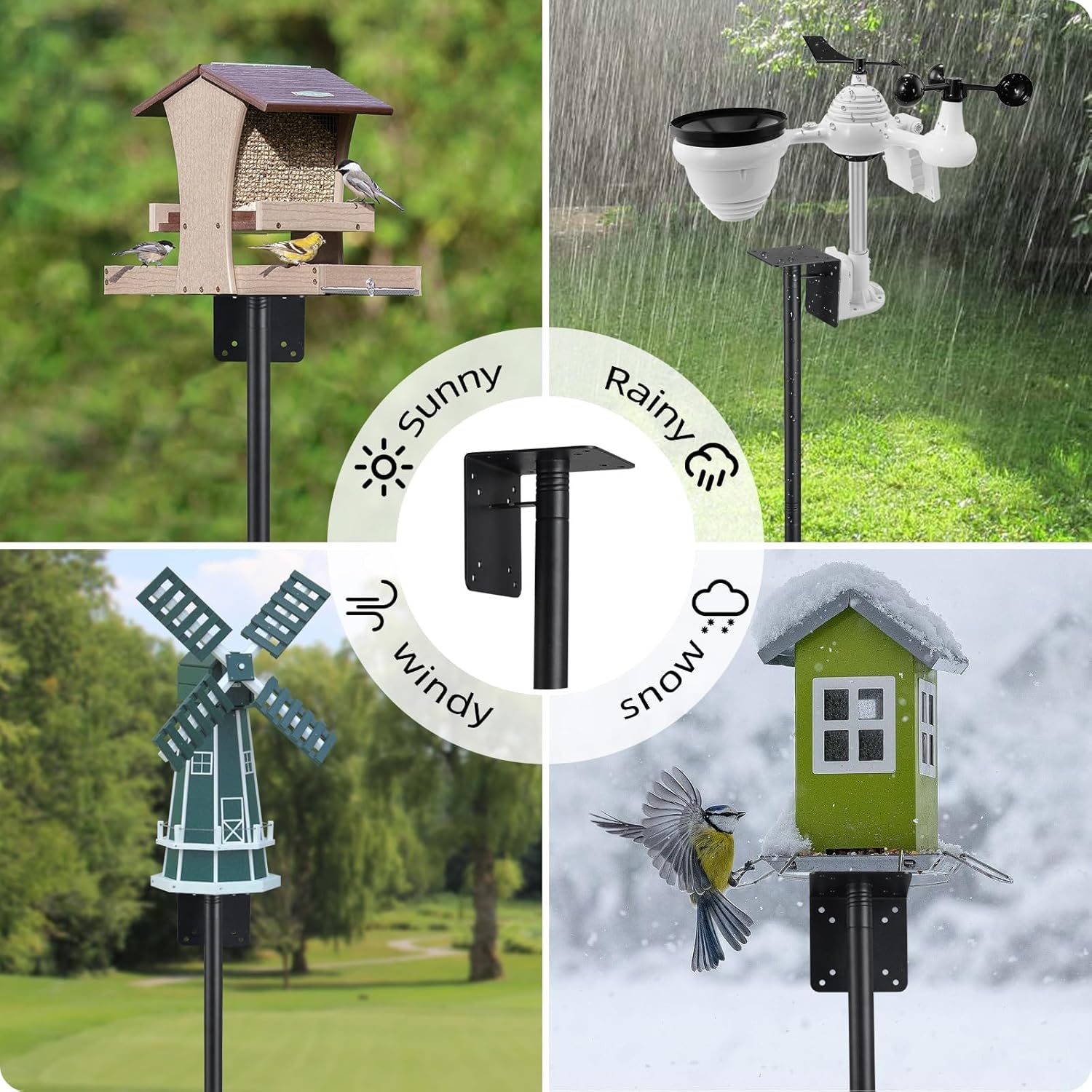 Thumbnail 6 de Bird Table Stand for Garden 150 cm: Heavy-Duty Outdoor Bird Feeder Pole with 5‑Prong Base