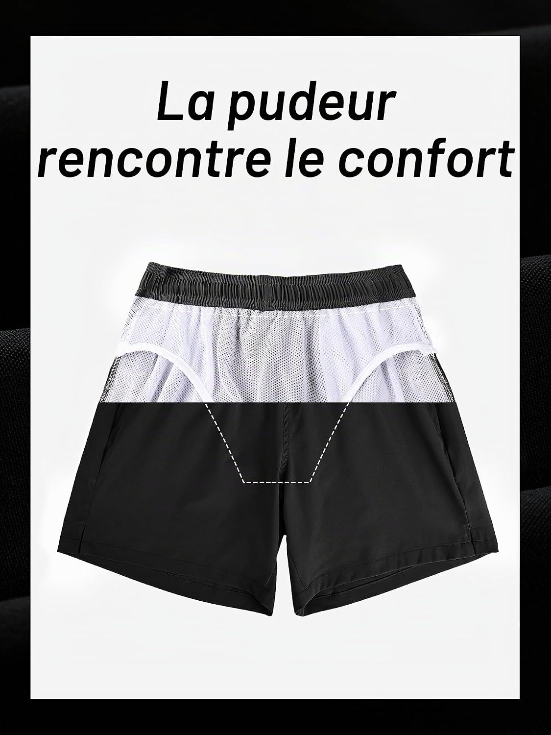 Detalle de Arcweg Homme Short de Bain Sport Bermuda Séchage Rapide – Noir, Élastique et Cordon Réglable