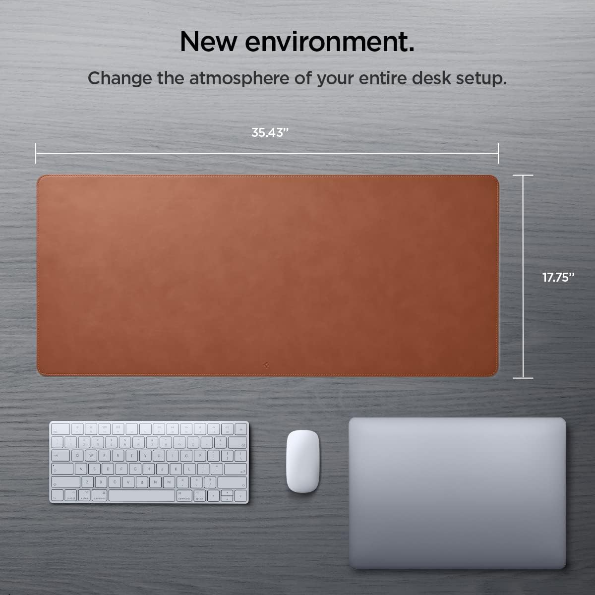 Thumbnail 6 de Spigen tapis de bureau XXL en cuir PU vegan avec base antidérapante et tapis de souris imperméable, marron