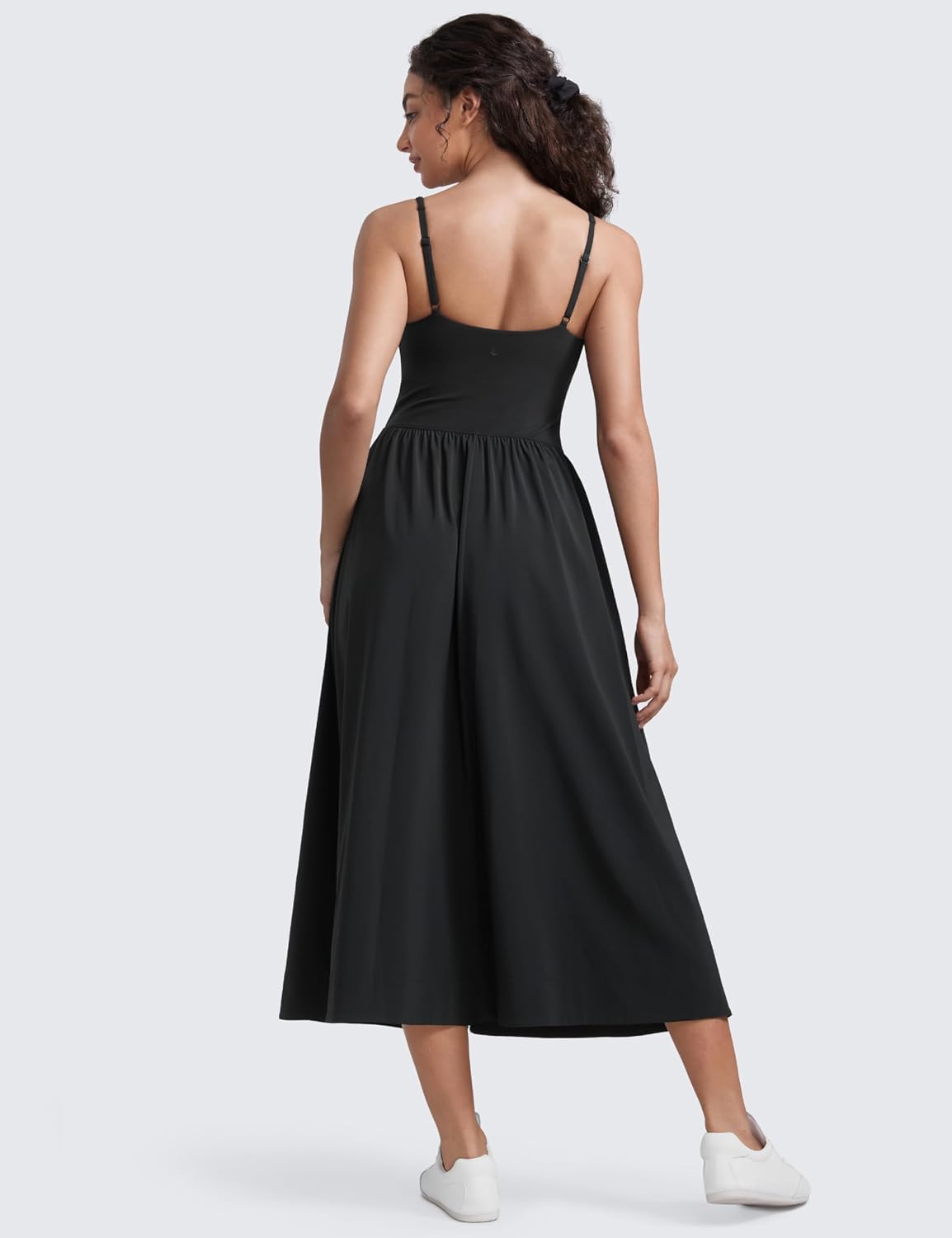 Detalle de CRZ YOGA Square Neck Maxi Dress with Pockets and Removable Pads