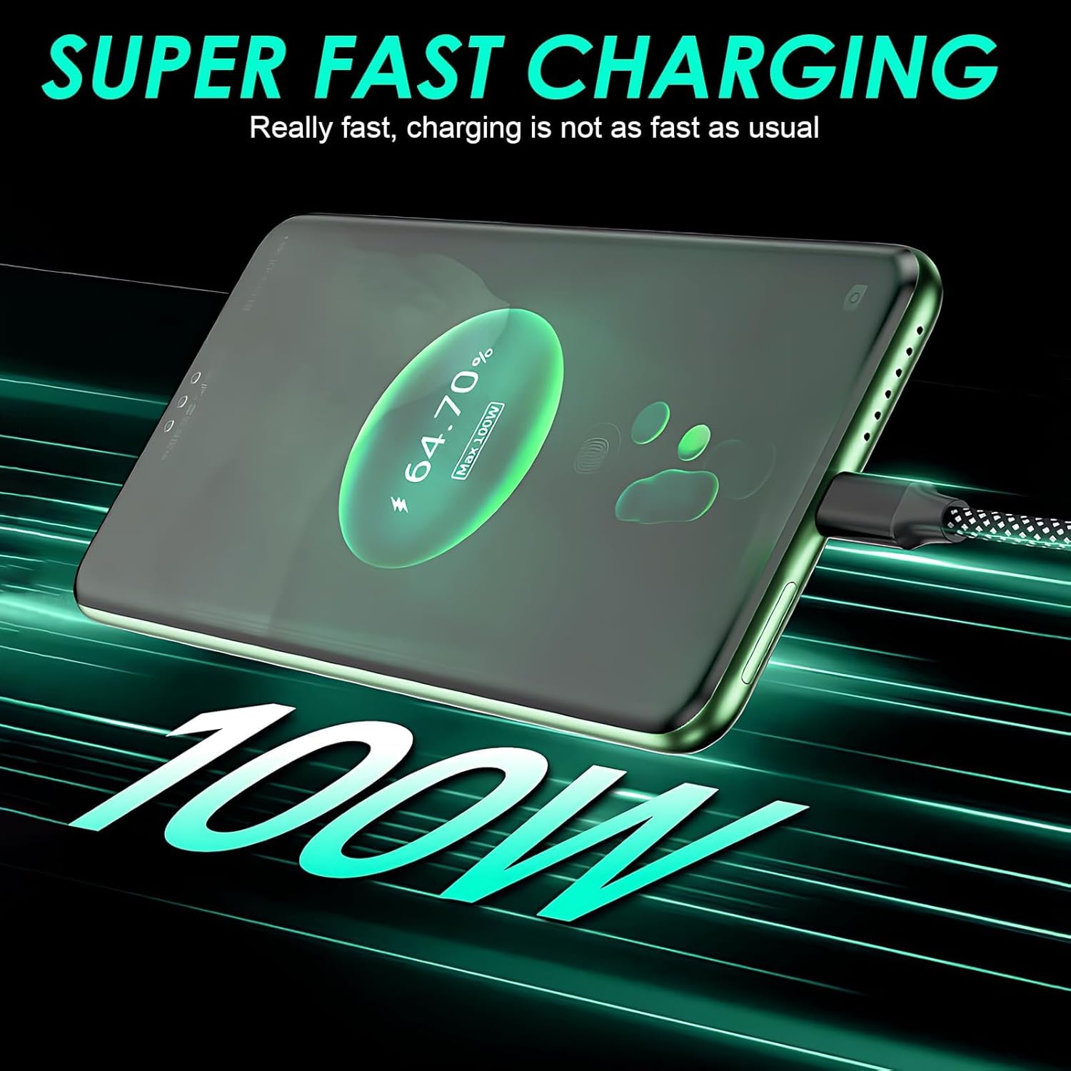 Thumbnail 1 de Magnetic USB-C Cable (Elastic Coiled USB A to USB-C) – 100W Fast Charging, 480Mbps Data, 1m Braided Nylon