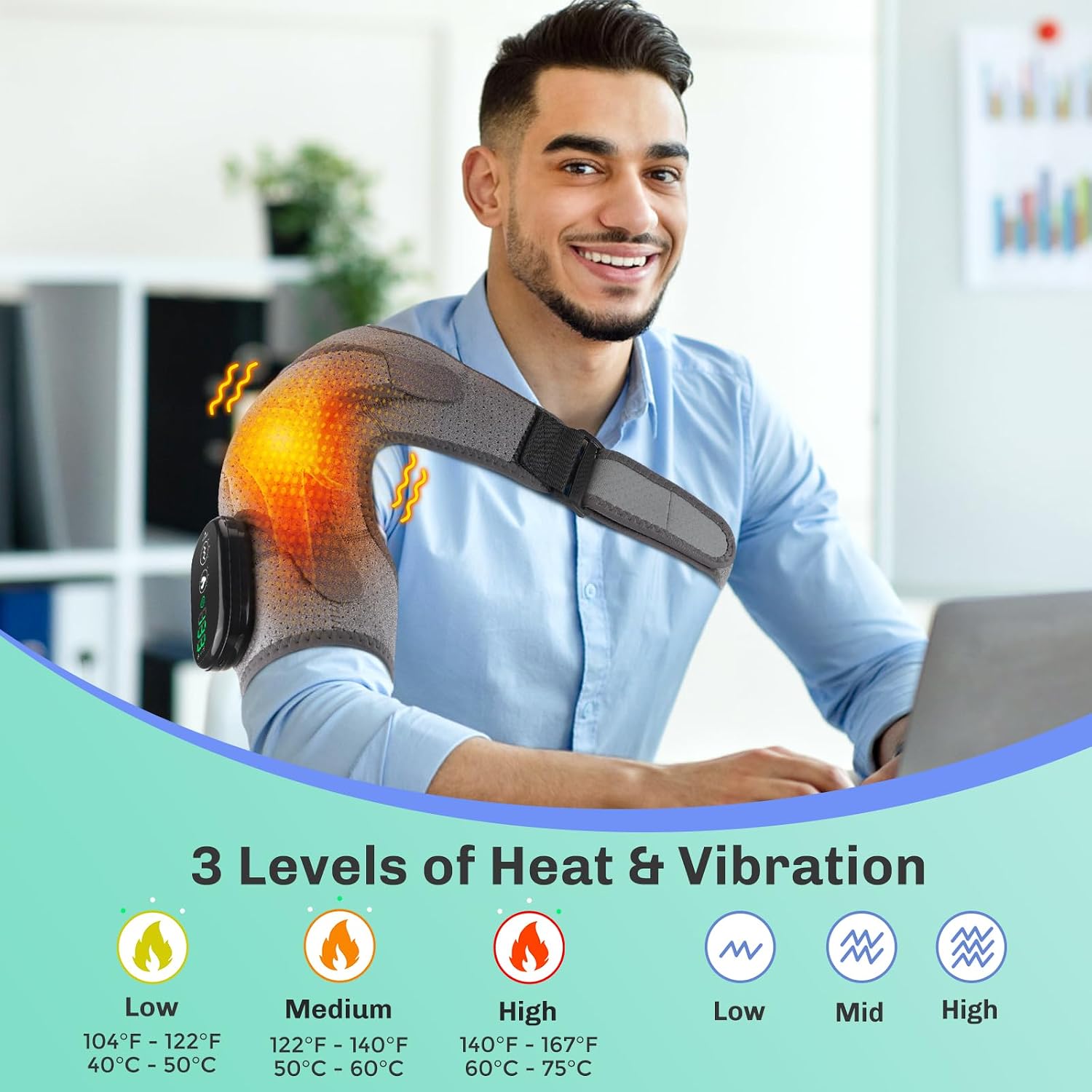 Detalle 2 de Cordless Shoulder Heating Pad with Massage