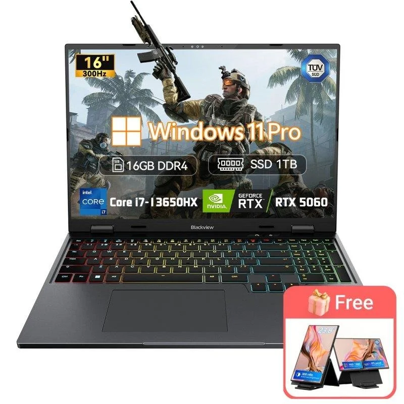 Detalle de Blackview GamiBook 16 16" i7-13650HX, RTX 5060, 1TB SSD: potente y compacto para gaming y creación