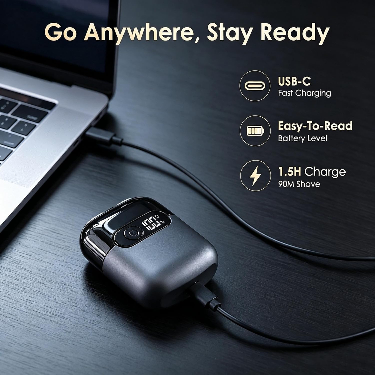 Detalle 2 de Sonatraxs MS-9723B-01 Electric Foil Shaver and Beard Trimmer, Wet/Dry, USB-C