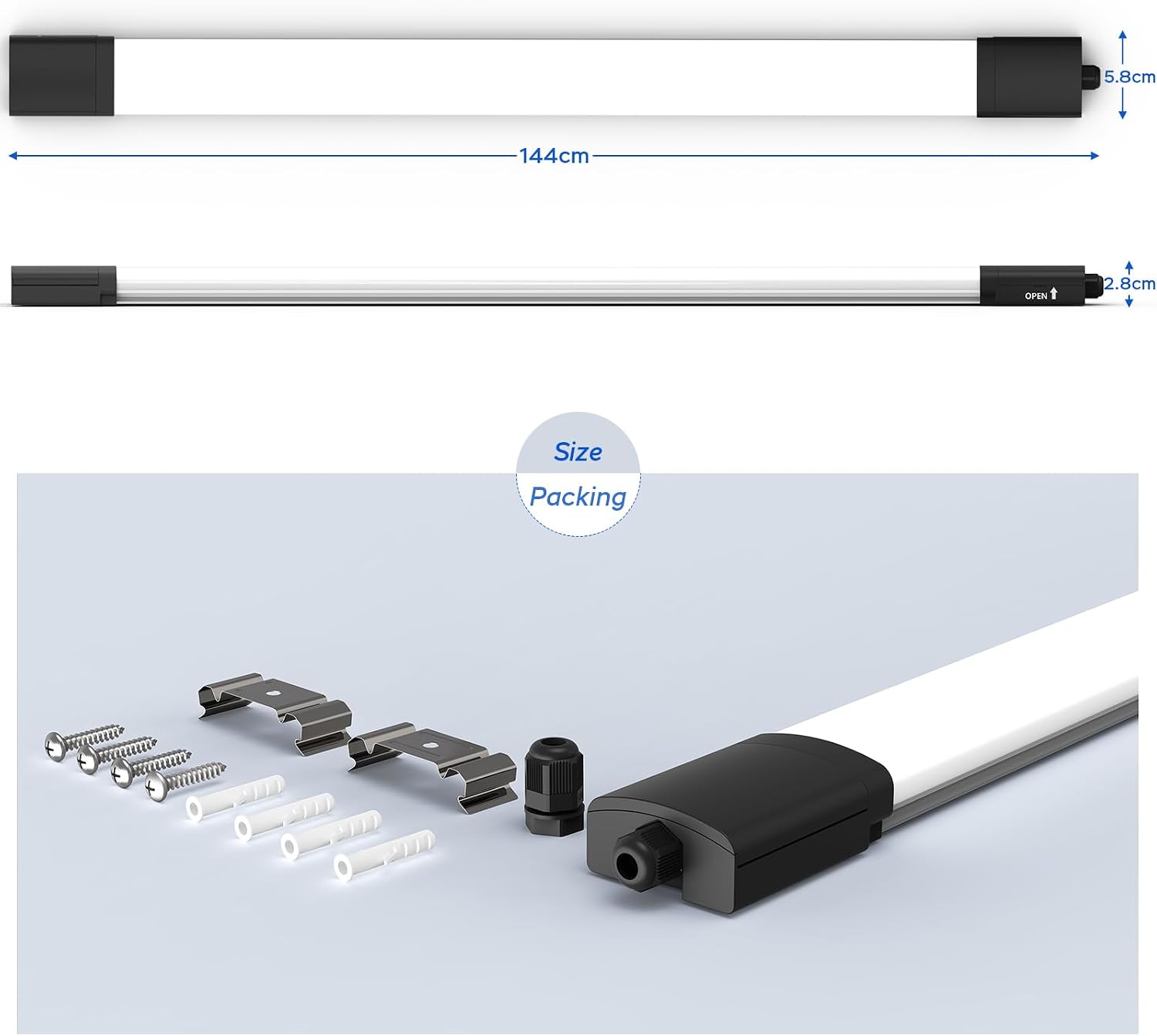 Detalle 2 de Amdelne LED Batten Light 150cm 45W
