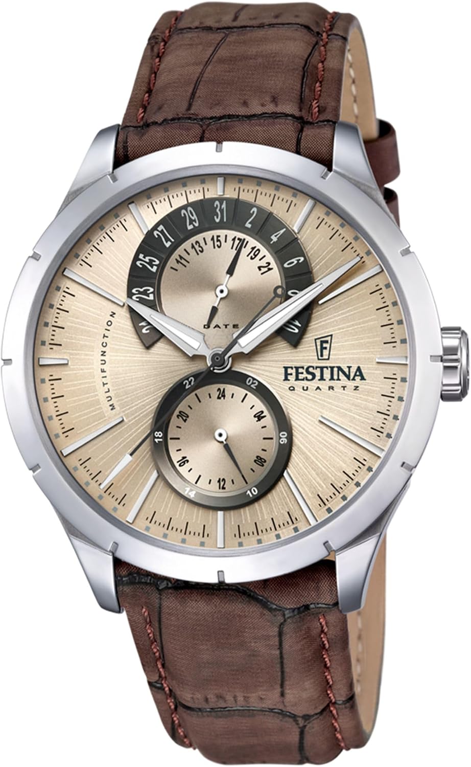 Detalle de Festina Montre Homme Analogique en Cuir Marron – Élégance intemporelle
