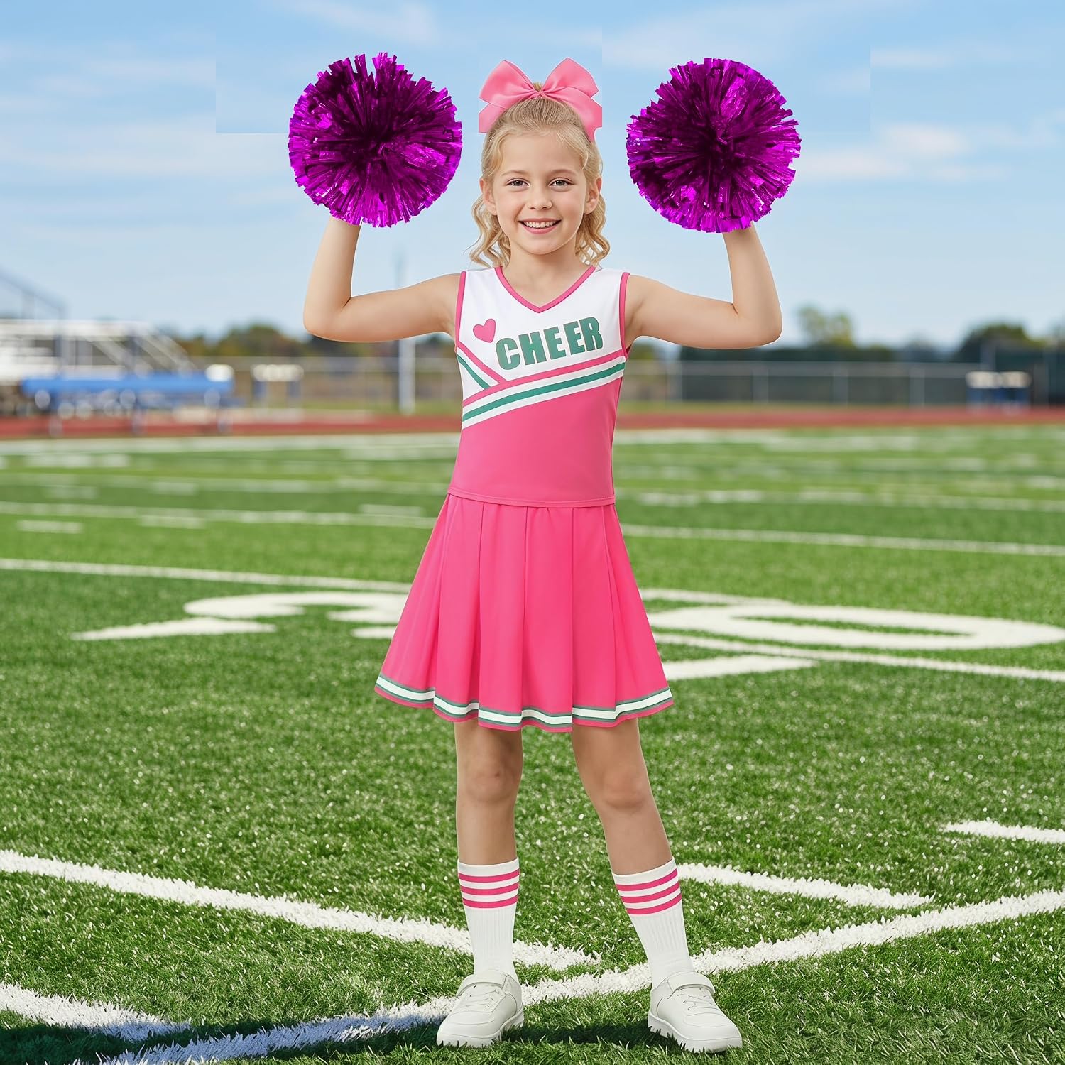 Thumbnail 6 de WooHand Cheerleader Costume for Girls with Pom Poms, Skirt and Knee Socks
