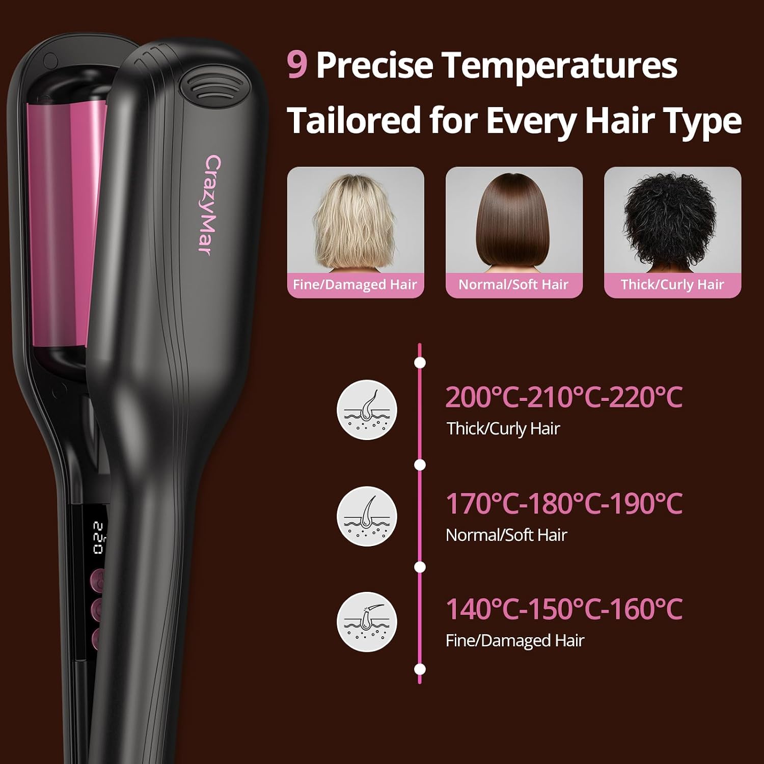 Thumbnail 5 de Hair Waver Crimper with Smart Timers – 25mm Dual Voltage, 15s Heat-Up
