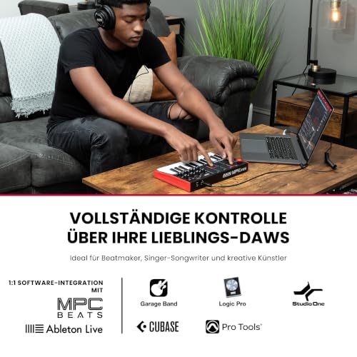 Detalle de Akai Professional MPK Mini MK3 – USB-MIDI-Controller mit 25 Minikarten-Tasten, Arpeggiator, Pads und NKS-Unterstützung