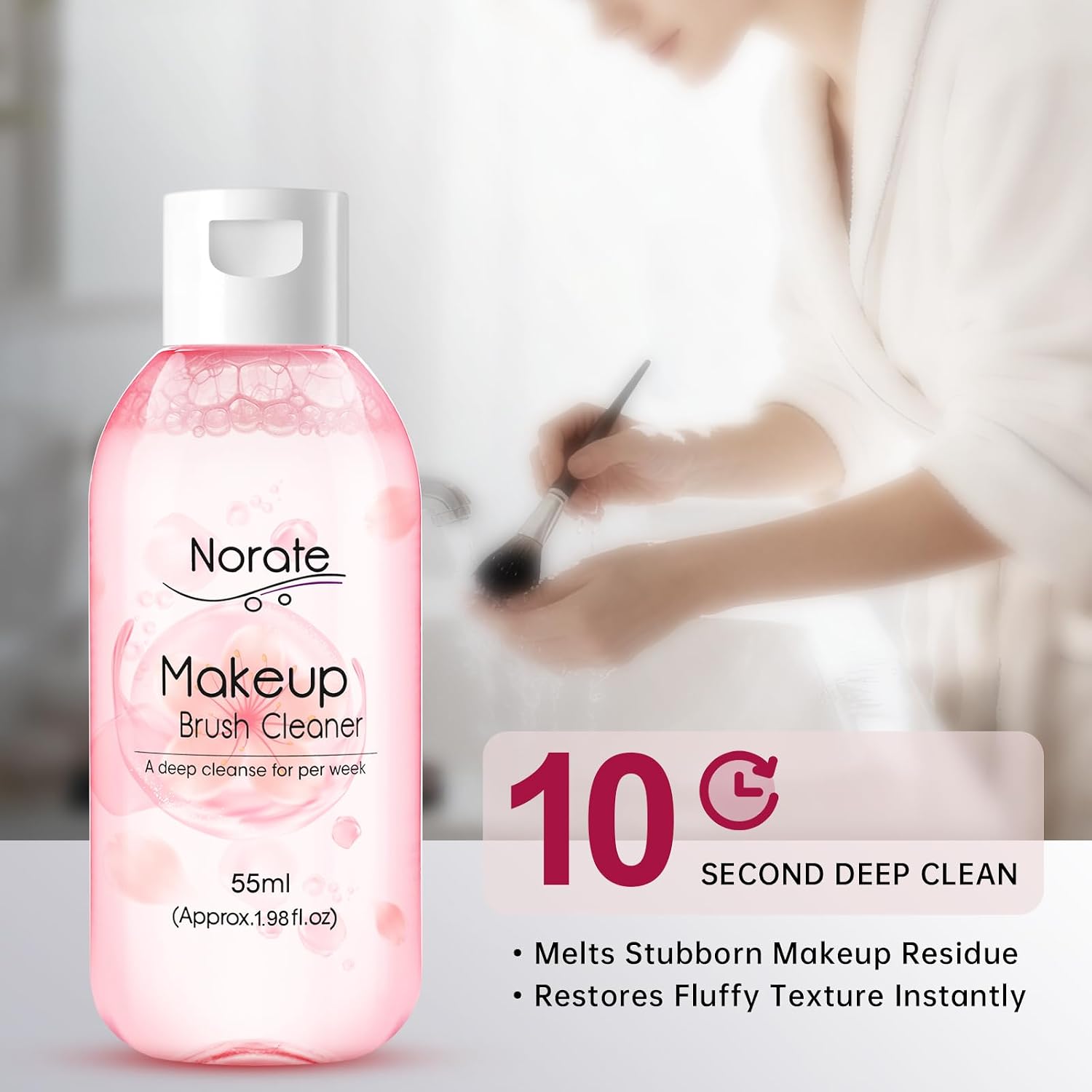 Detalle 1 de Norate Makeup Brush Cleaner Set with Silicone Cleaning Mat and Brush Shampoo