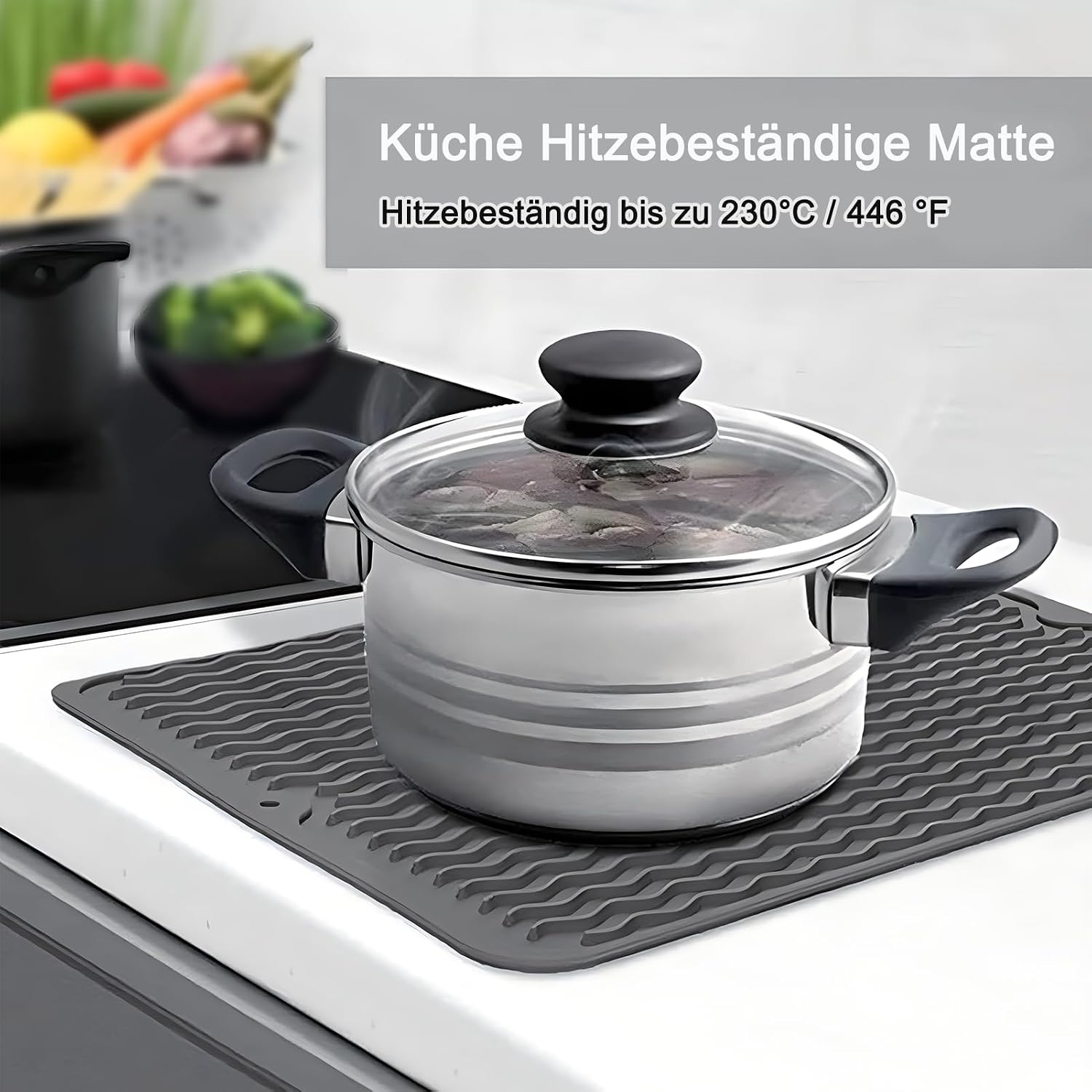 Thumbnail 4 de SOQKEEN Abtropfmatte für Geschirr 50 x 40 cm aus hitzebeständigem Silikon – rutschfest & faltbar