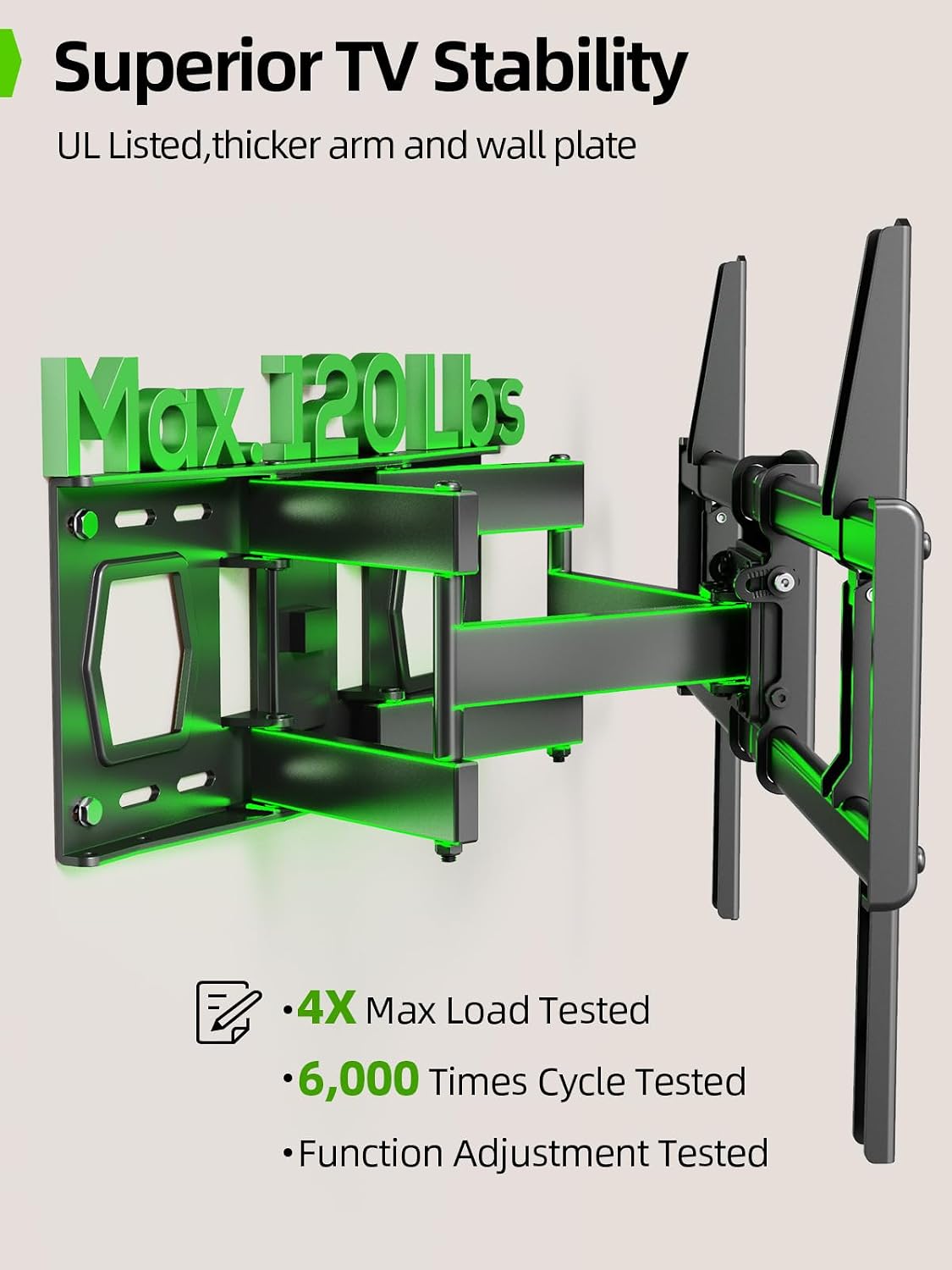 Detalle de USX MOUNT XML901 Full Motion TV Wall Mount, 37–86 in, 120 lb, VESA 600×400