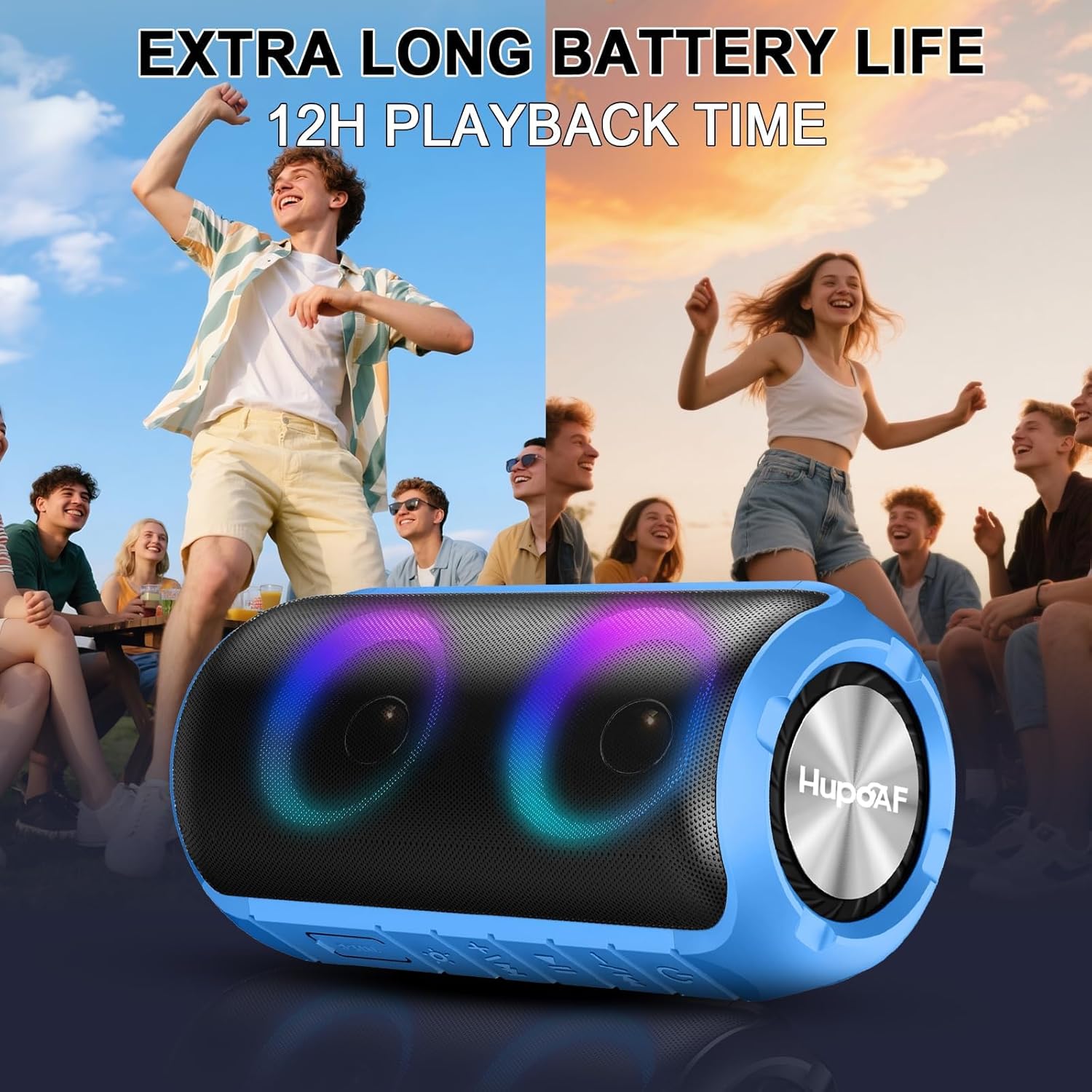 Thumbnail 4 de Hupoaf Bluetooth Speaker (IPX7) with 6D Loud Sound, RGB Lights, and 12H Playtime
