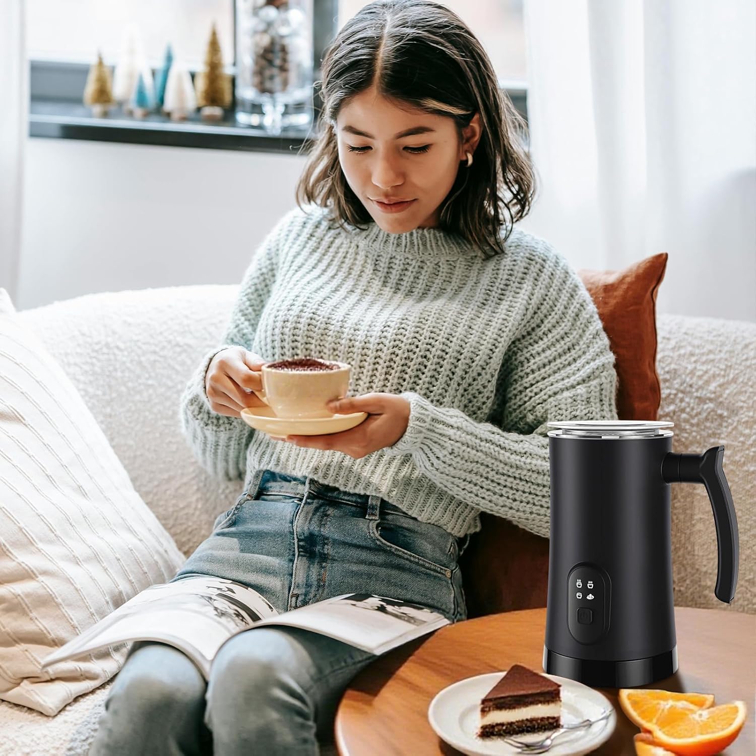 Detalle 1 de MUMAO Milk Frother 350ml Electric Milk Steamer 🥛