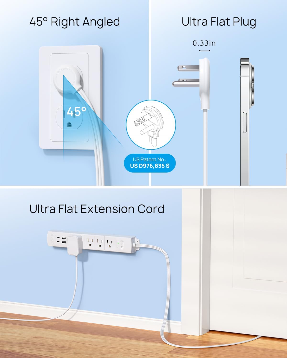 Thumbnail 1 de TROND Prime II 5FT Power Bar with Surge Protection, 4 Outlets and 4 USB Ports