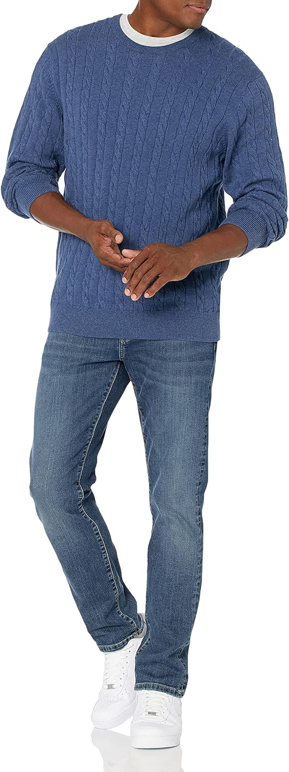 Thumbnail 3 de Amazon Essentials Herren Baumwoll-Pullover mit Rundhalsausschnitt und Zopfmuster – Normalpassform, 100% Baumwolle