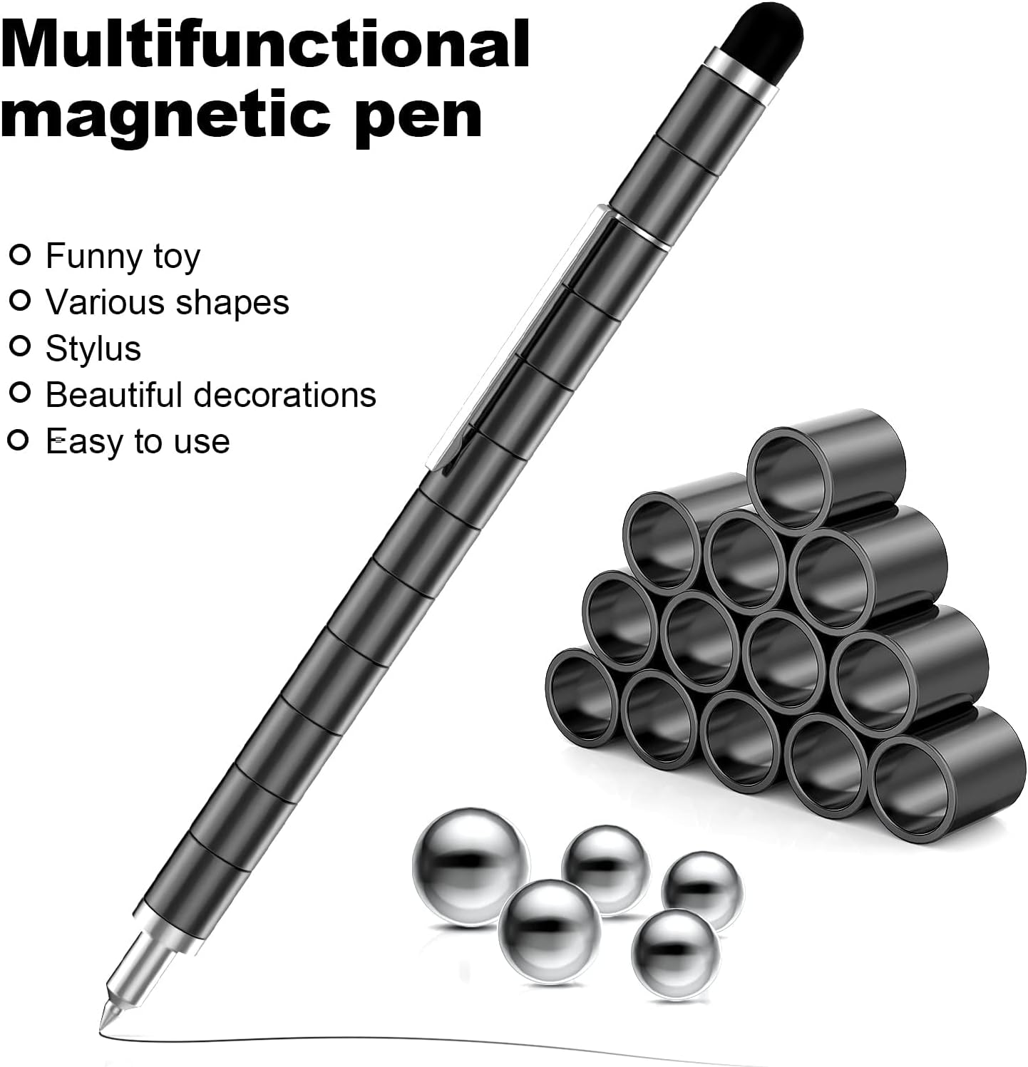 Detalle de OSDUE P2-CLBBLACK250520-FBA magnetische fidgetbalpen met stylus