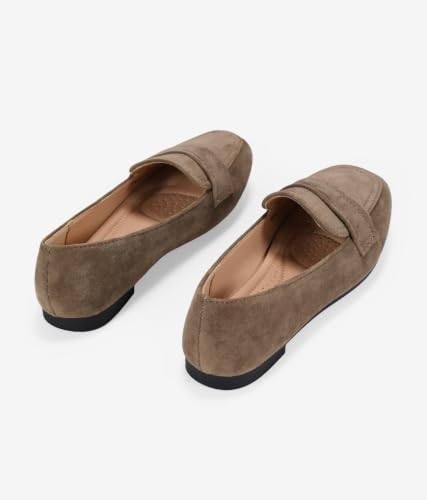 Detalle 2 de BOSANOVA Mocasines Planos para Mujer en Ante Vegano Taupe, Talla 41