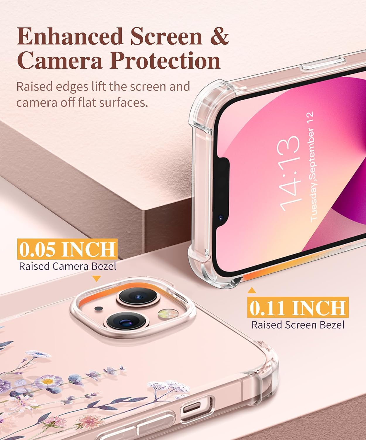 Thumbnail 4 de GVIEWIN iPhone 13 Floral Clear Case 6.1"