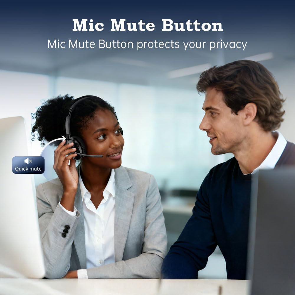 Detalle de AxiomEar Bluetooth Wireless Headset with Mic for Work – Advanced Noise Reduction, Comfortable On-Ear Design