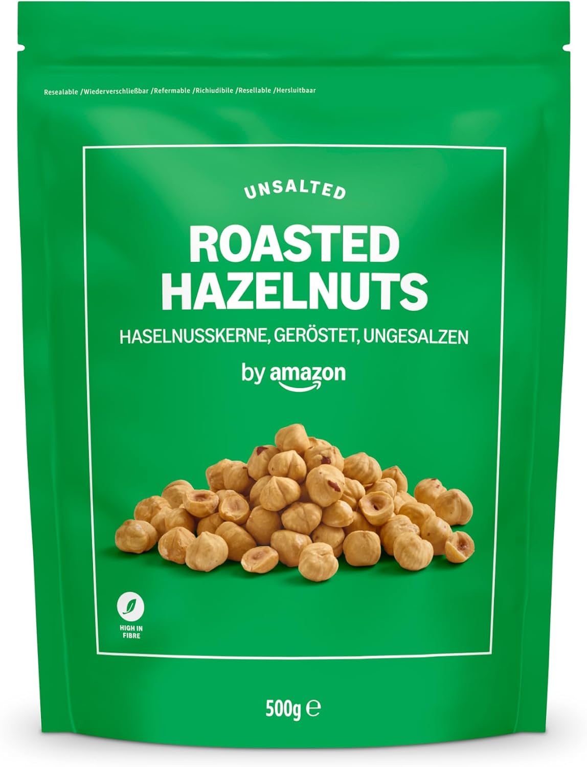 Detalle de Noisettes Grillées 500 g by Amazon — fibre et choix vegan à considérer