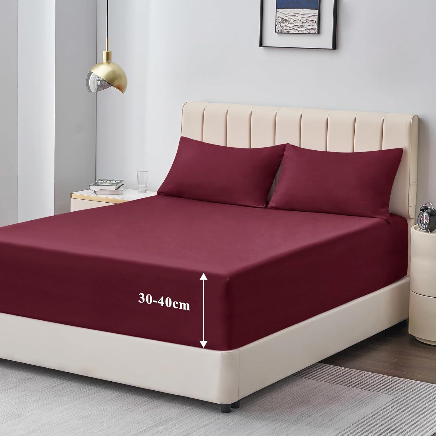 Thumbnail 6 de Aisbo Spannbettlaken 180x200cm – Mikrofaser, 40 cm Steghöhe, Grau/Anthrazit für Boxspring- und Wasserbetten
